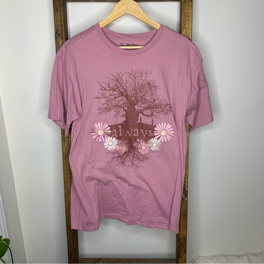 Wizard World Harry “Always” Print and Embroidered Flowers T-Shirt